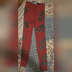 Nike Burgandy w/ Logo Leggings - Size Xs